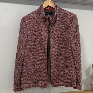 Nina McLemore Wool Blend Tweed Open Front Blazer Jacket, Size 16